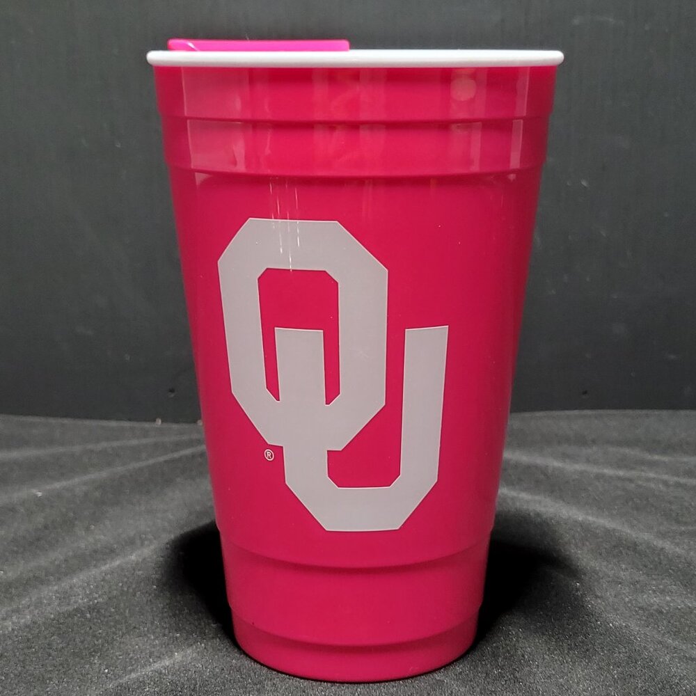 Oklahoma University Travel Mug Cup 16oz Reusable Tailgate Party New